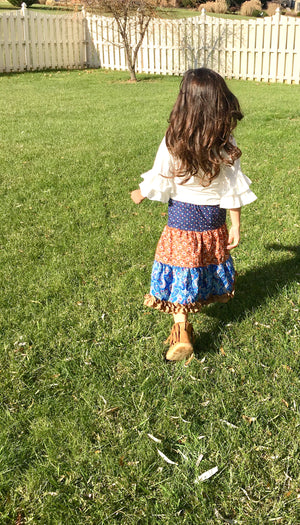 Mi Amore Gigi Long Flower and Paisley Peasant Skirt