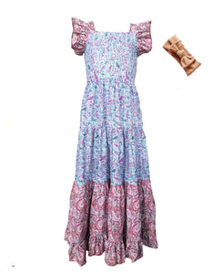 Mi Amore Gigi Paisley Print Peasant Dress & Headband Accessory