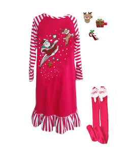 Mi Amore Gigi Interchangeable Accessory 3D Holiday Graphic Nightgown and Sock Set