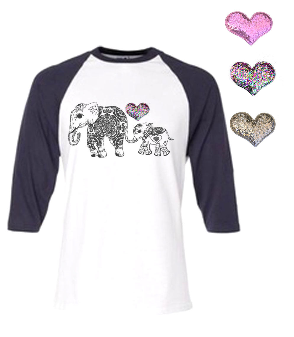 Mi Amore Gigi Elephant Graphic Interchangeable Glitter Heart Top