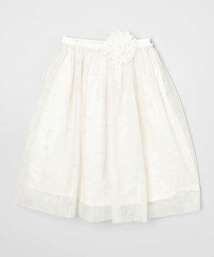 Mi Amore Gigi Long Cream Skirt With Attached Cream Vintage Lace Flower