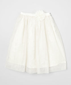 Mi Amore Gigi Long Cream Skirt With Attached Cream Vintage Lace Flower