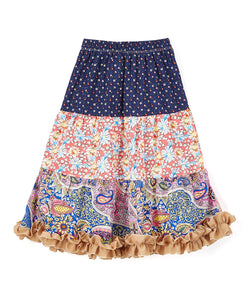 Mi Amore Gigi Long Flower and Paisley Peasant Skirt